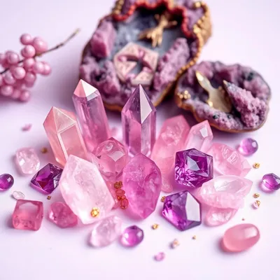 Pink and amethyst crystals